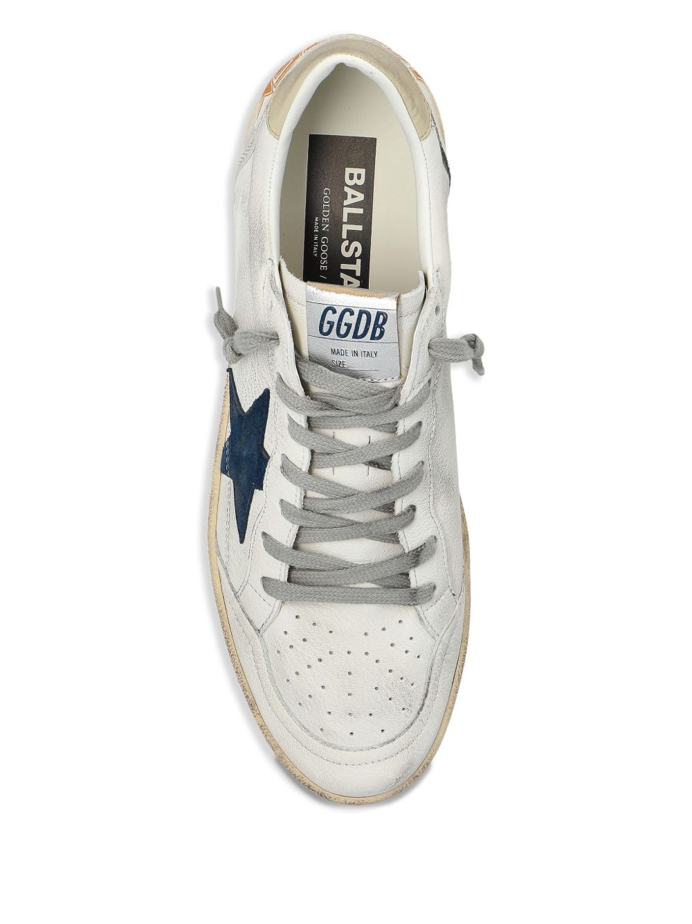 GOLDEN GOOSE Sneakers 'Ball Star' in pelle bianca con stella laterale in suede blu 