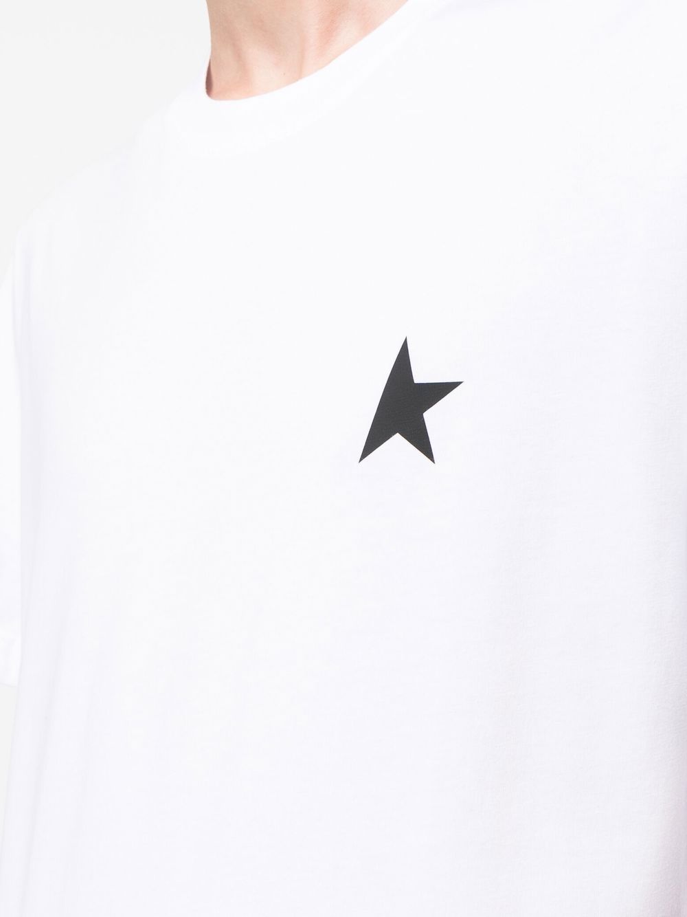 GOLDEN GOOSE T-shirt in cotone bianco con logo iconico a stella nero 