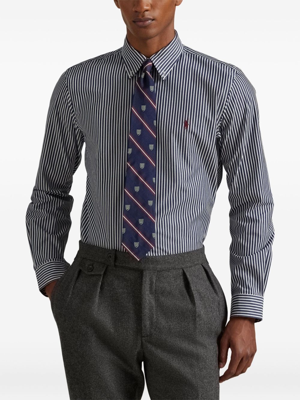 POLO RALPH LAUREN Camicia a righe blu navy e bianco 
