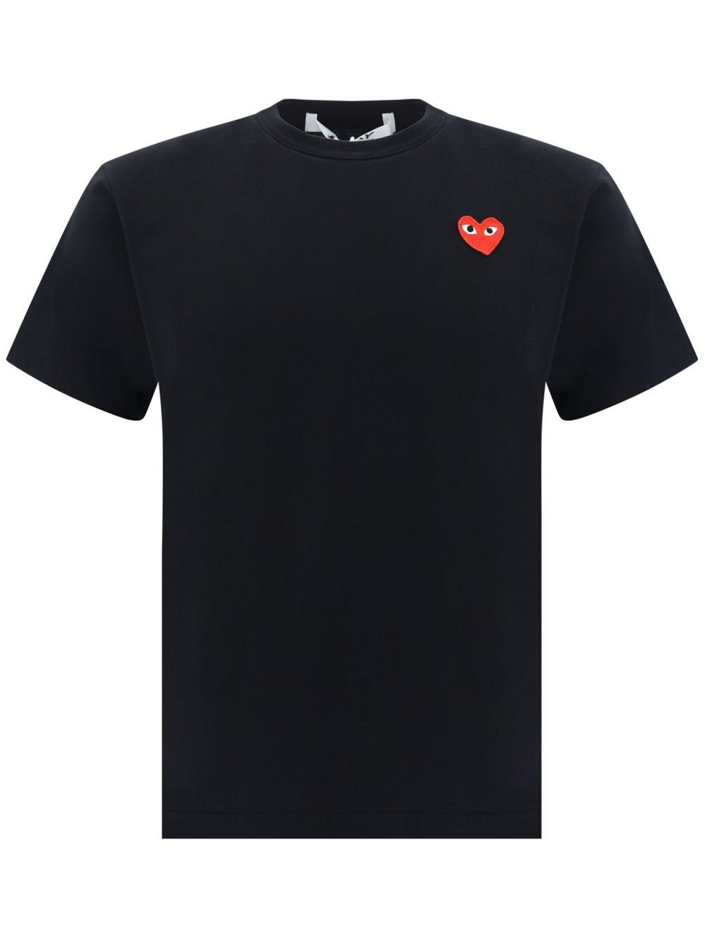 COMME DES GARCONS PLAY T-shirt a maniche corte in cotone nero con logo ricamato 