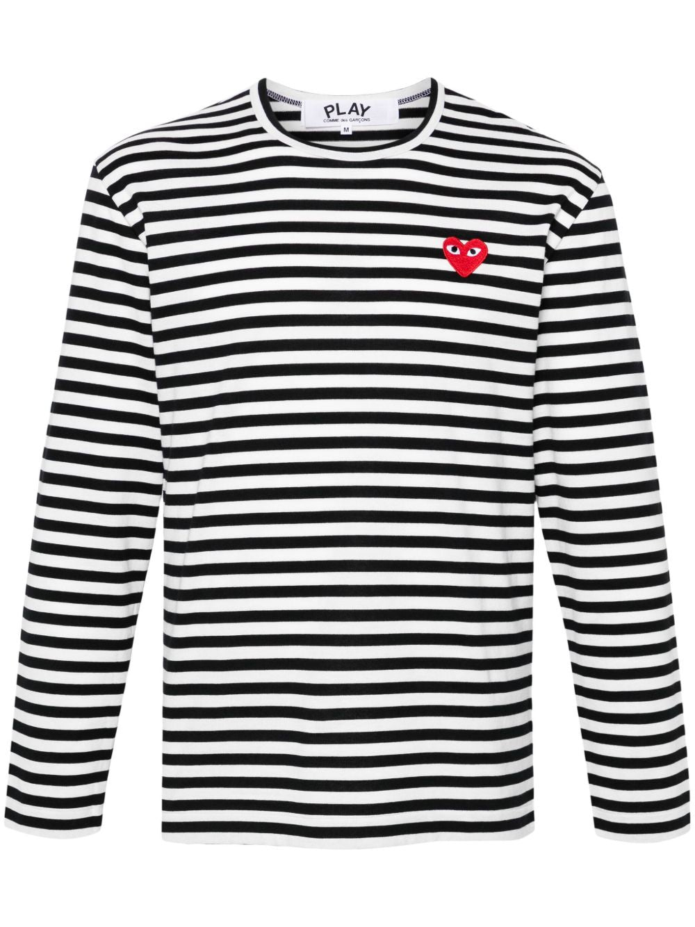 COMME DES GARCONS PLAY Maglia a maniche lunghe in cotone a righe con logo ricamato 
