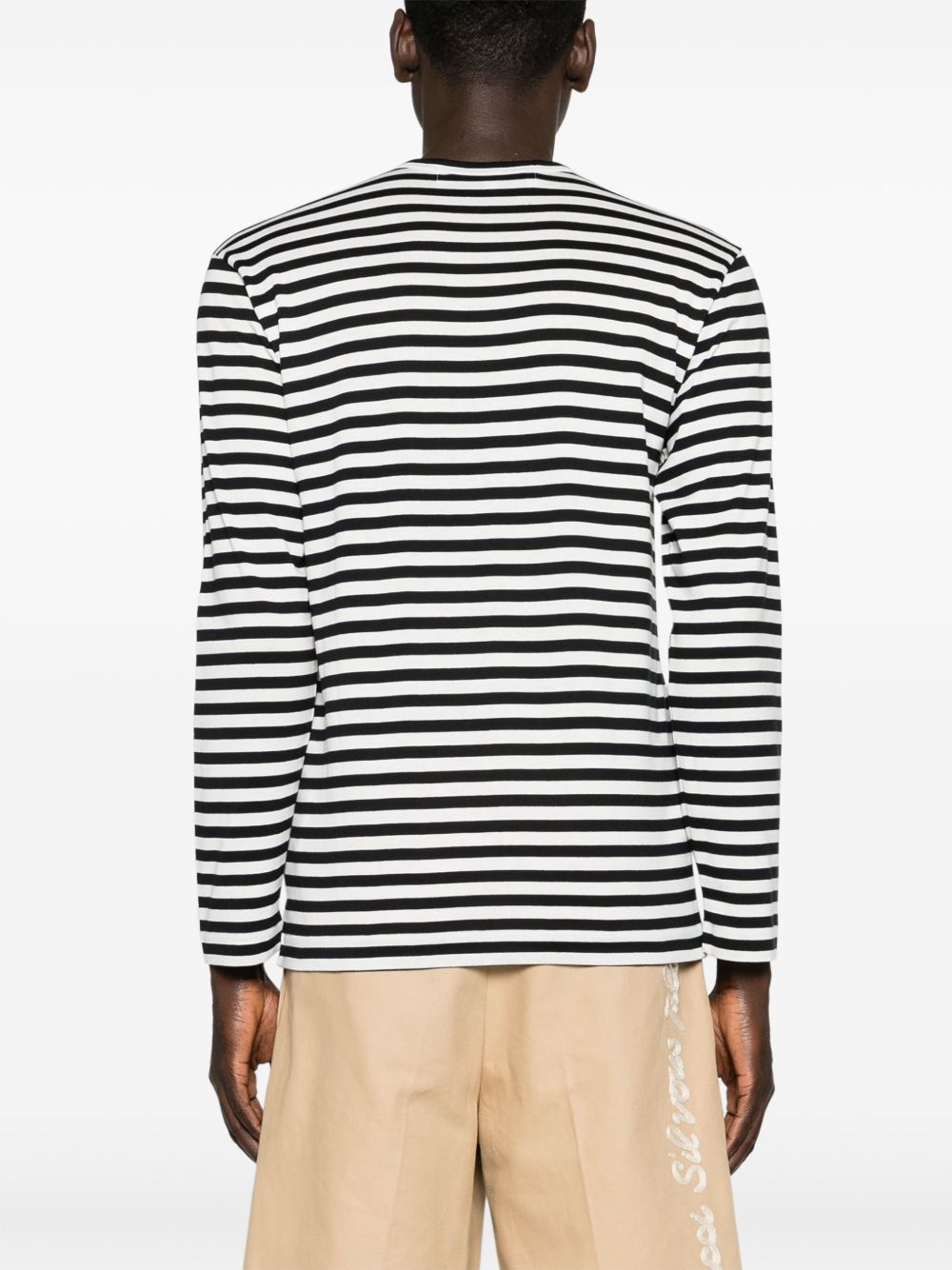 COMME DES GARCONS PLAY Maglia a maniche lunghe in cotone a righe con logo ricamato 