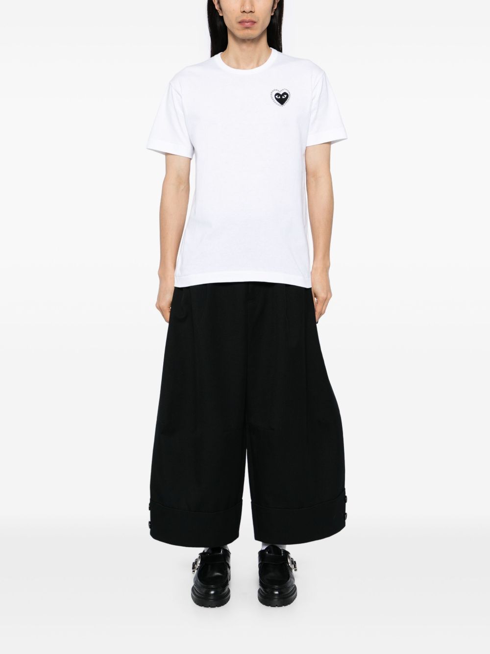 COMME DES GARCONS PLAY T-shirt a maniche corte in cotone bianco con logo ricamato 