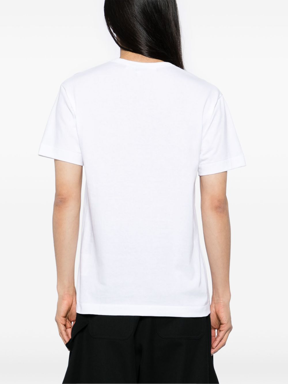 COMME DES GARCONS PLAY T-shirt a maniche corte in cotone bianco con logo ricamato 