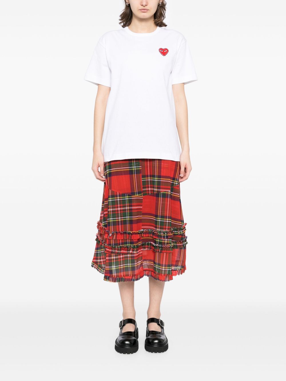 COMME DES GARCONS PLAY T-shirt a maniche corte in cotone bianco con logo ricamato 