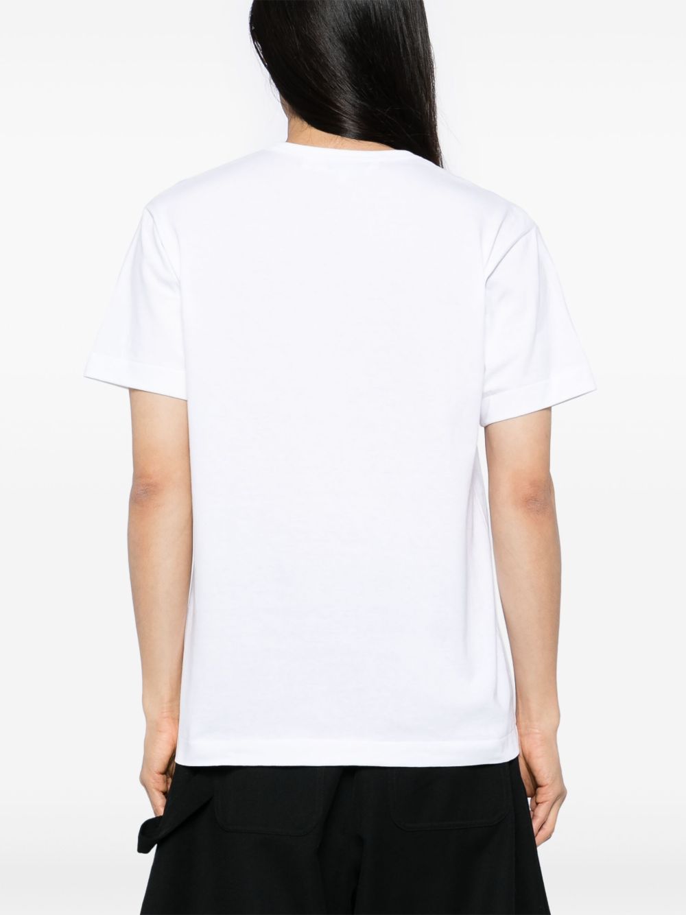 COMME DES GARCONS PLAY T-shirt a maniche corte in cotone bianco con logo ricamato 