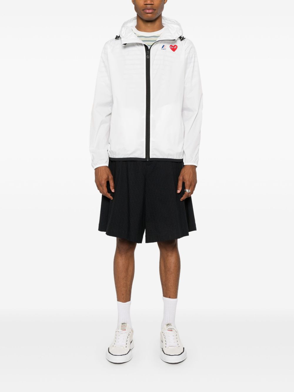 COMME DES GARCONS PLAY Comme Des Garçons Play X K-Way giacca bianco con zip e cappuccio 