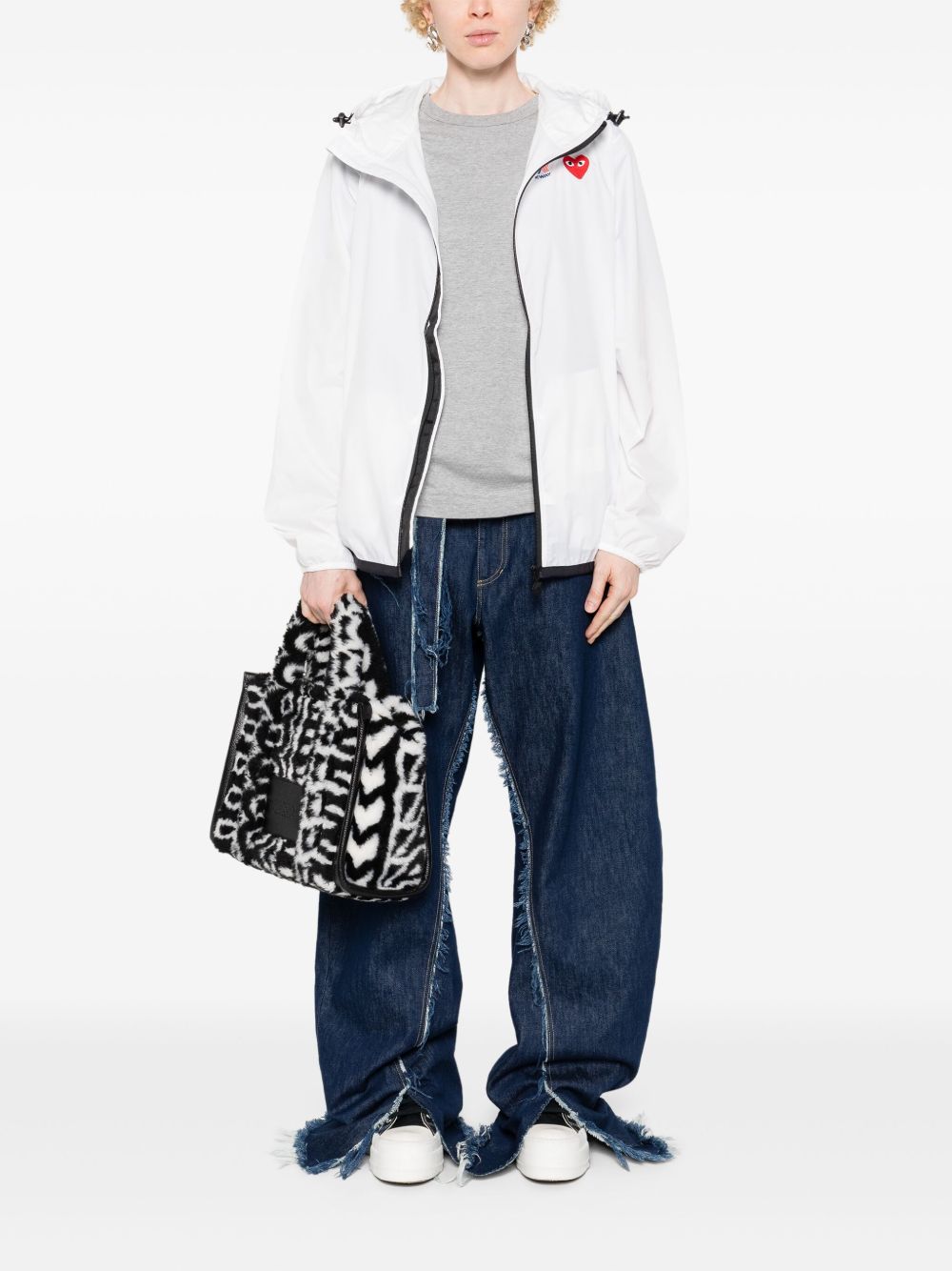 COMME DES GARCONS PLAY Comme Des Garçons Play X K-Way giacca bianco con zip e cappuccio 