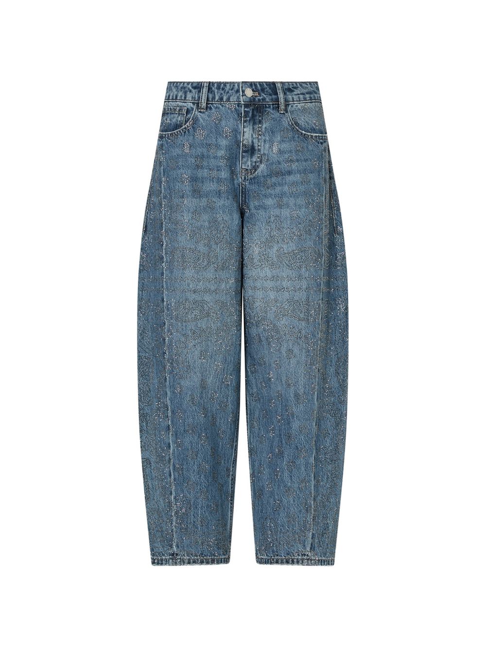 LIUJO Capsule Gigi Hadid Jeans Balloon in Denim Stonewash con Micro Strass 