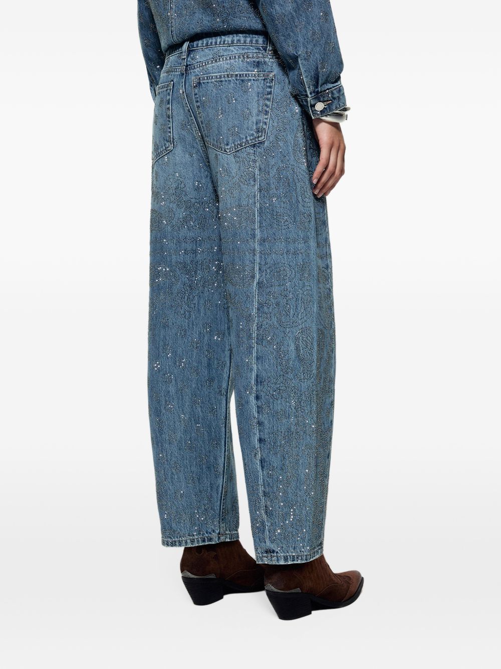 LIUJO Capsule Gigi Hadid Jeans Balloon in Denim Stonewash con Micro Strass 