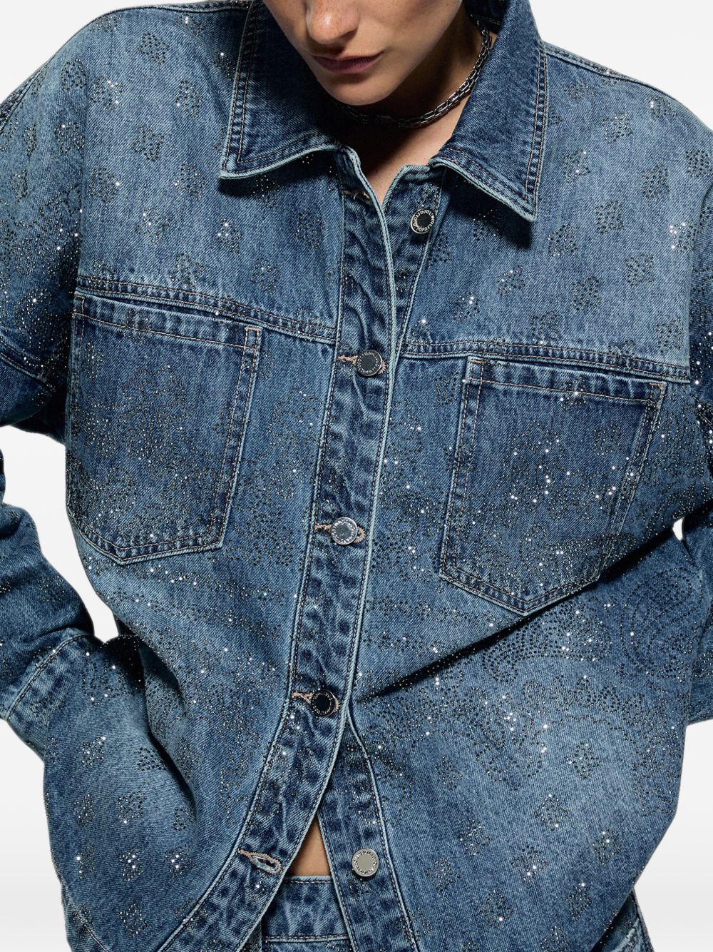 LIUJO Capsule Gigi Hadid Giacca in denim oversize con strass 