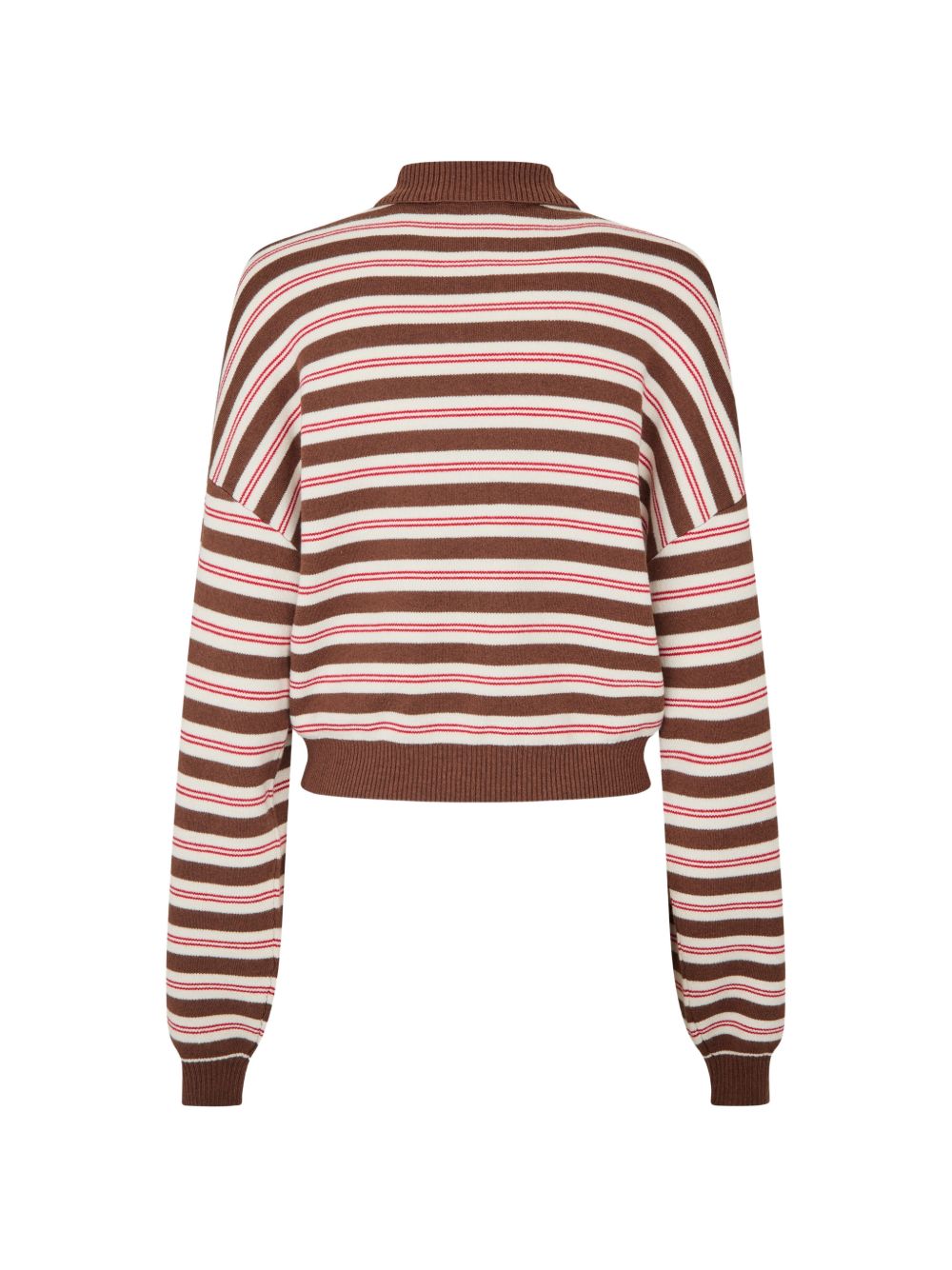 ROTATE Maglia a righe color mattone in lana merino 