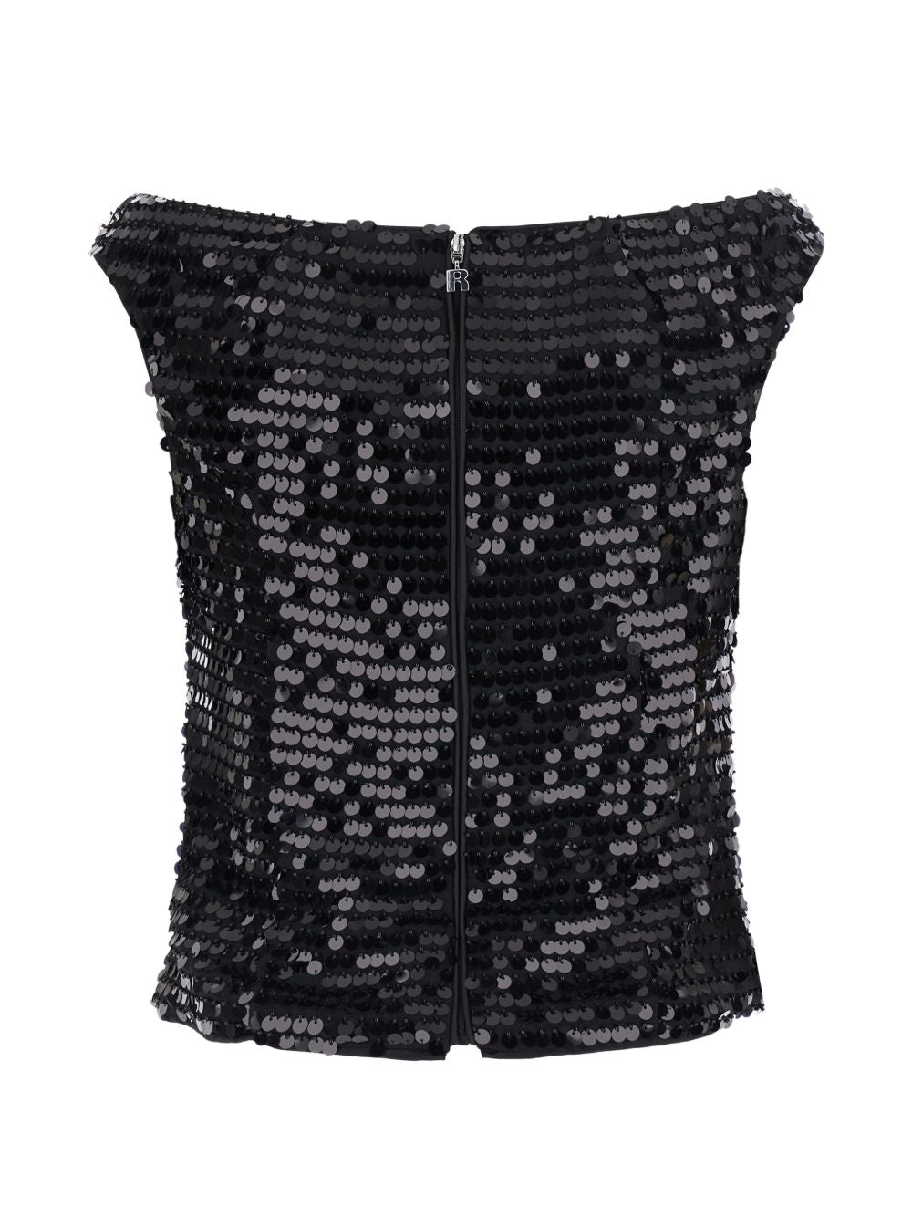 ROTATE Top senza spalline con paillettes nero 