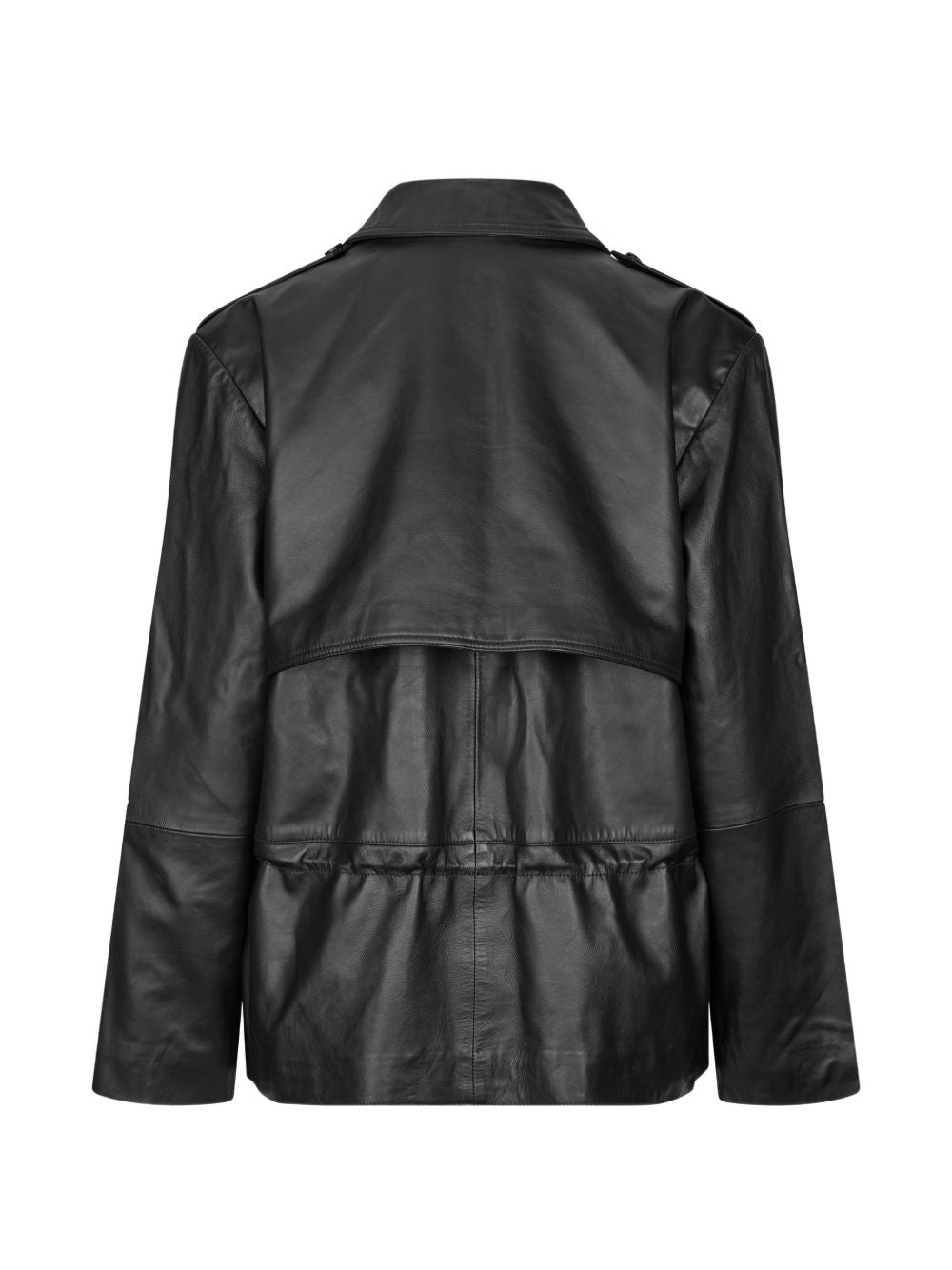 ROTATE Giacca in pelle con coulisse in vita nera 