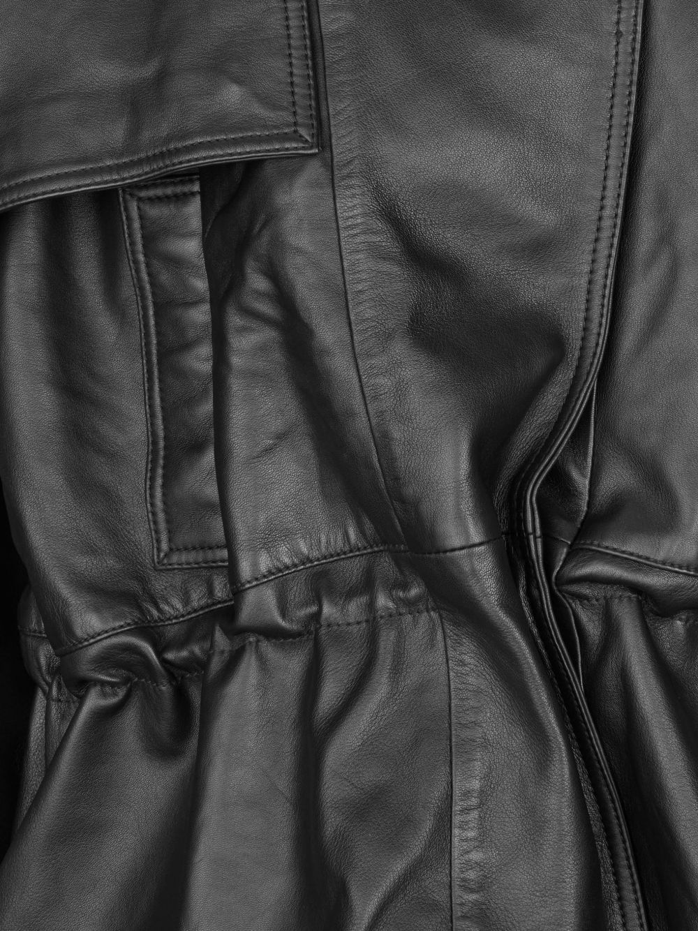 ROTATE Giacca in pelle con coulisse in vita nera 
