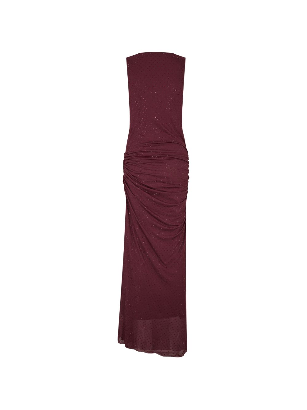 ROTATE Abito lungo drappeggiato sul collo con spacco laterale bordeaux 
