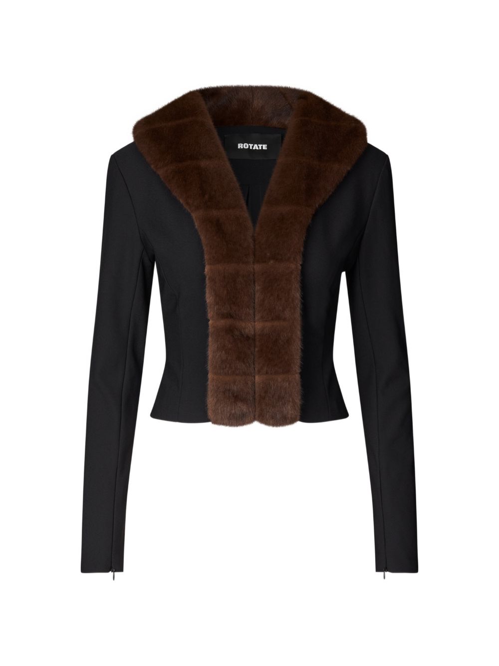 ROTATE Cardigan crop con collo in ecopelliccia 
