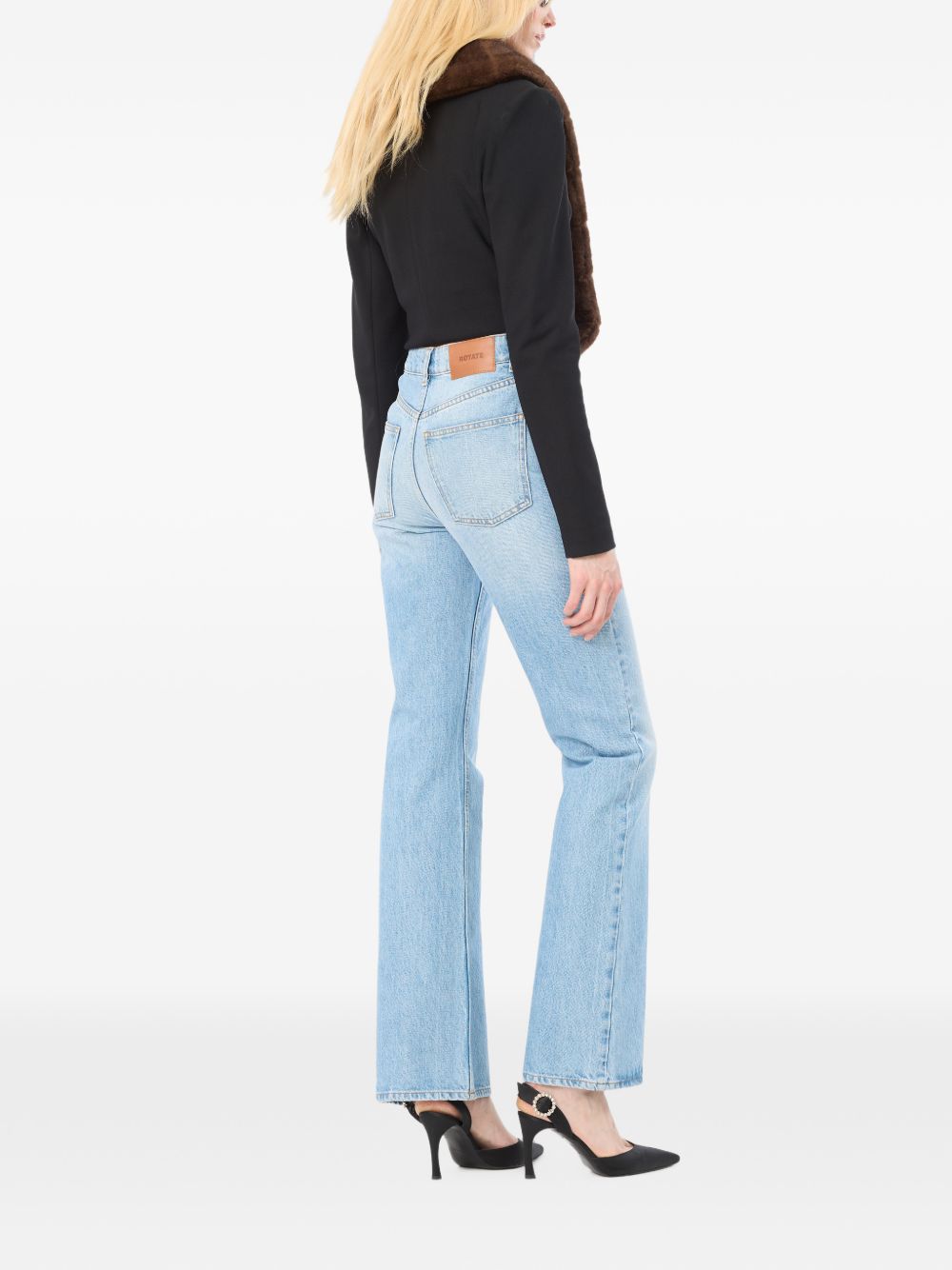 ROTATE Cardigan crop con collo in ecopelliccia 