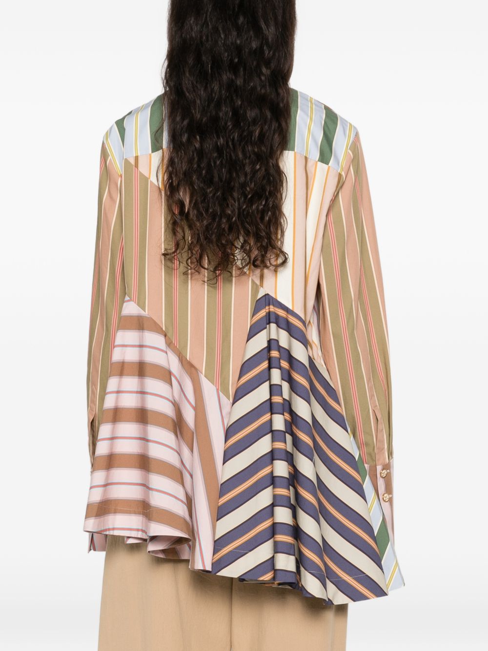 ZIMMERMANN Camicia a Peplo Clash in Popeline di Cotone a Righe 