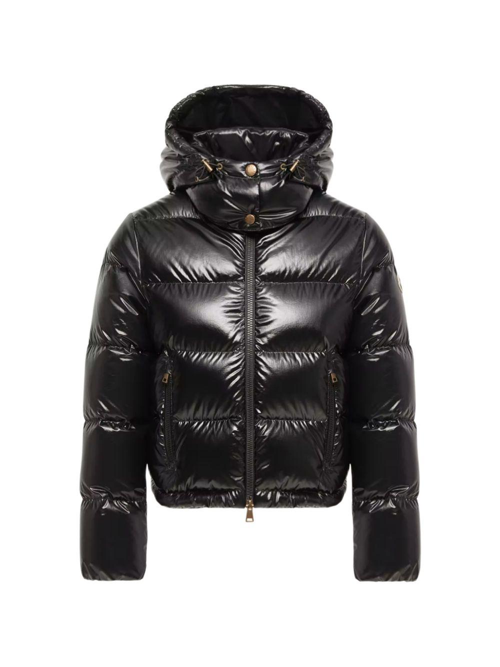 MONCLER Piumino corto lucido nero con cappuccio 