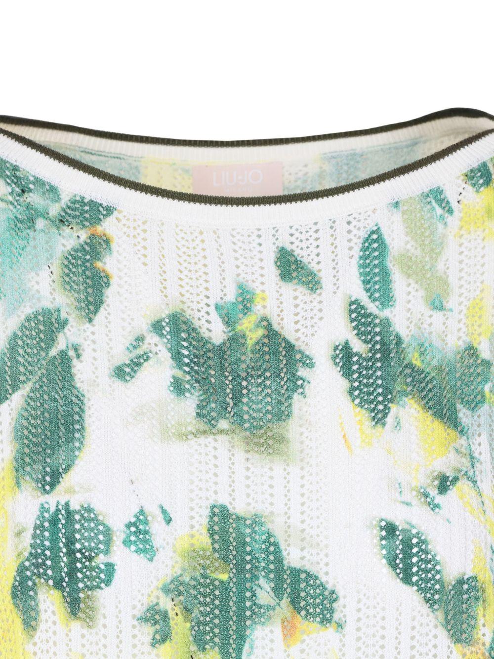 LIUJO T-shirt con scollo a barca multicolore verde 