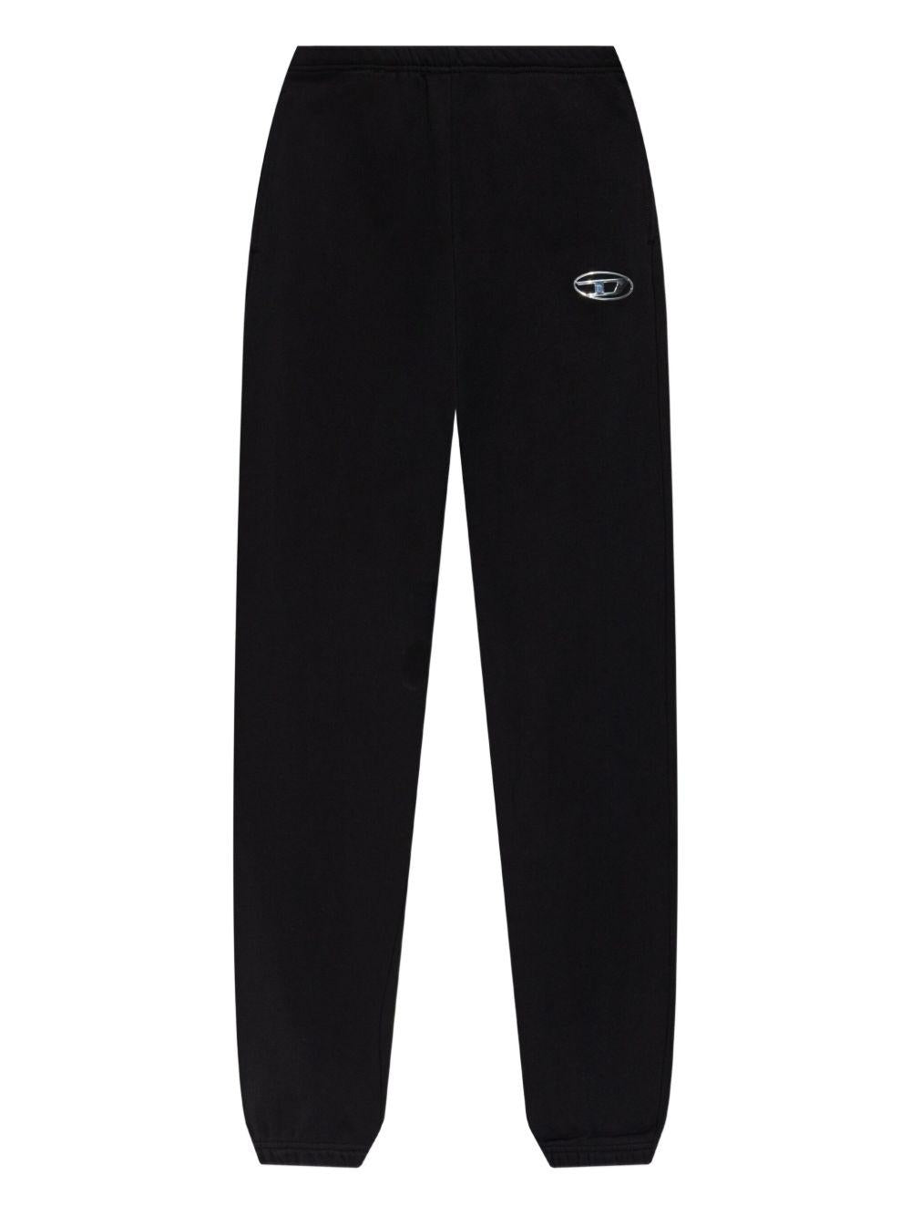 DIESEL Pantaloni tuta in cotone nero con logo 