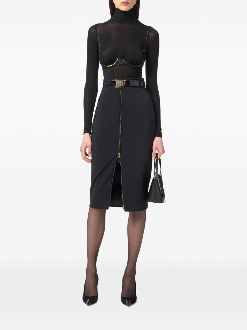 ELISABETTA FRANCHI Gonna Daily nera in crepe stretch 