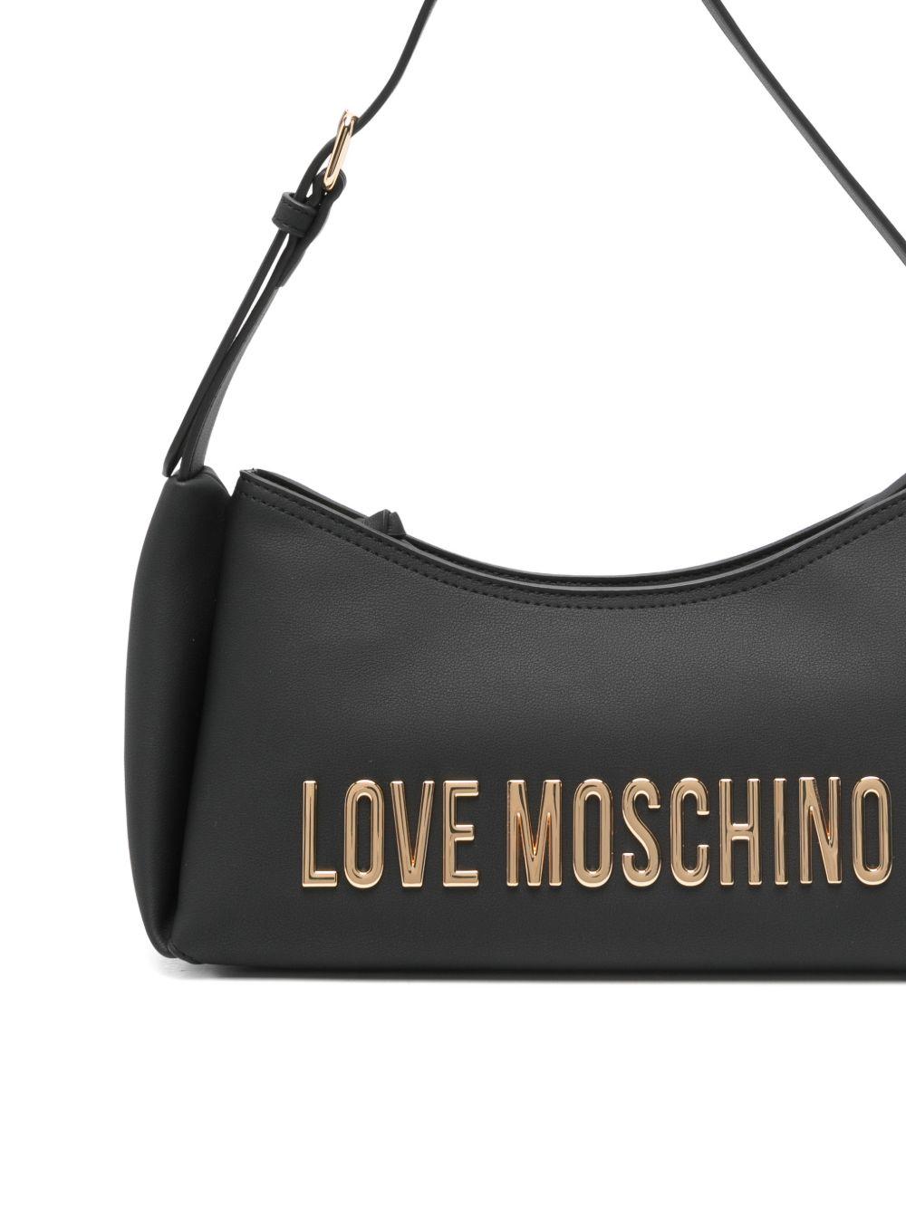 LOVE MOSCHINO Borsa a spalla nera con logo dorato 