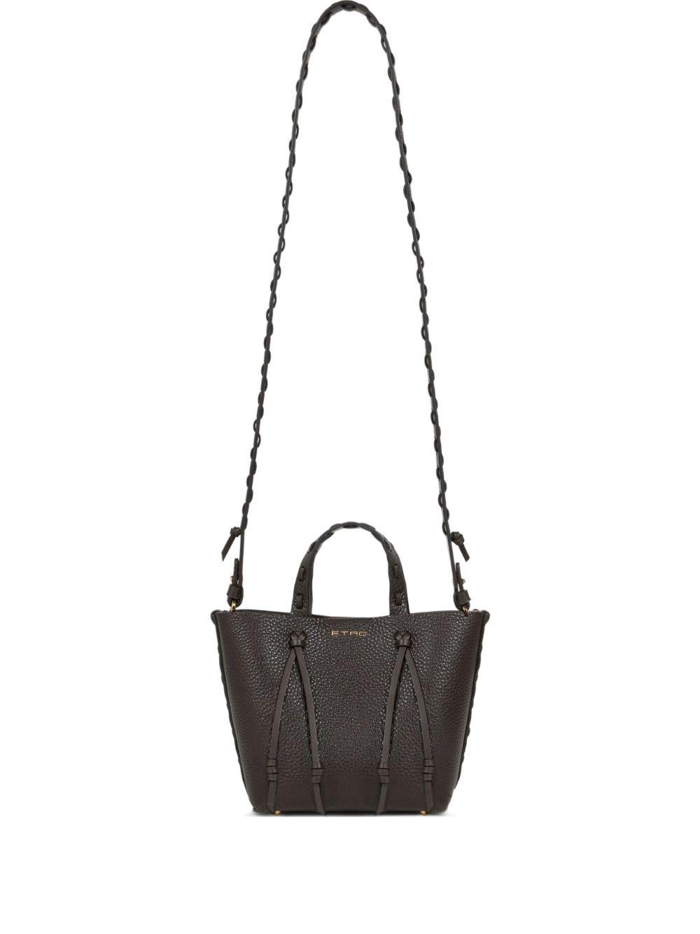 ETRO Borsa Essential in pelle nera con stampa paisley 