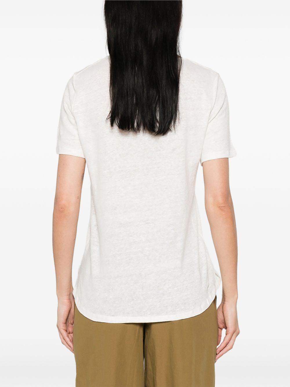YERSE T-shirt Dunas in lino ecrù con scollo a V 
