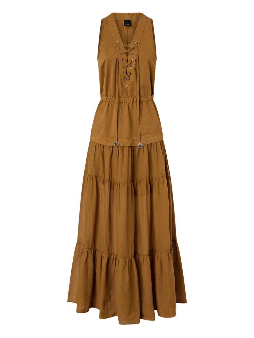 PINKO Abito lungo Casarsa in cotone color cognac 