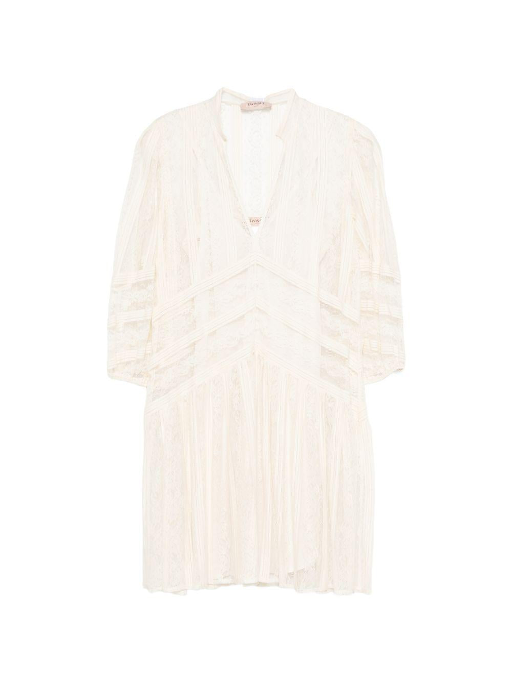 TWINSET Abito corto grigio con pizzo 