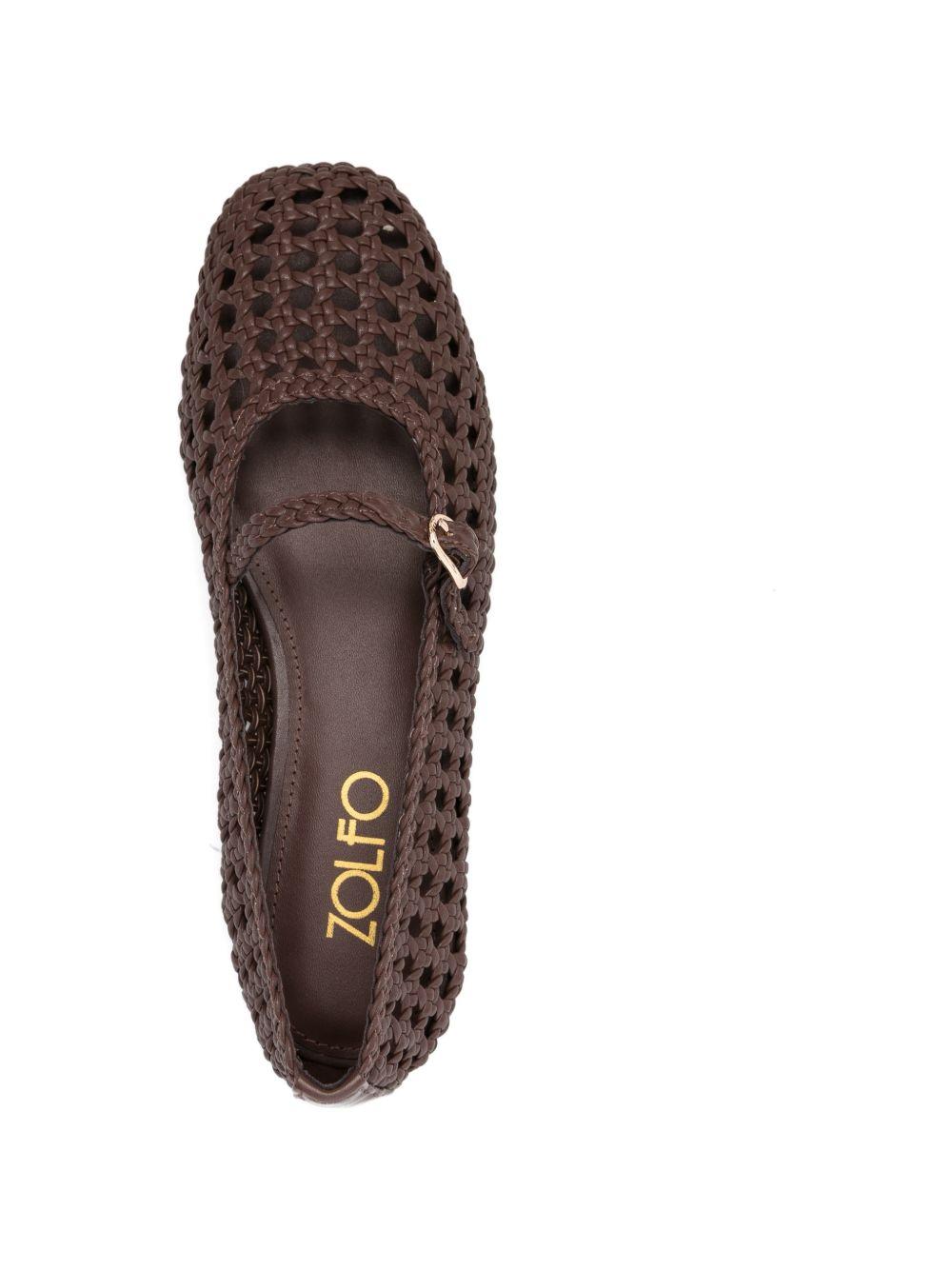 ZOLFO Ballerine Mimi marroni con intreccio e cinturino 