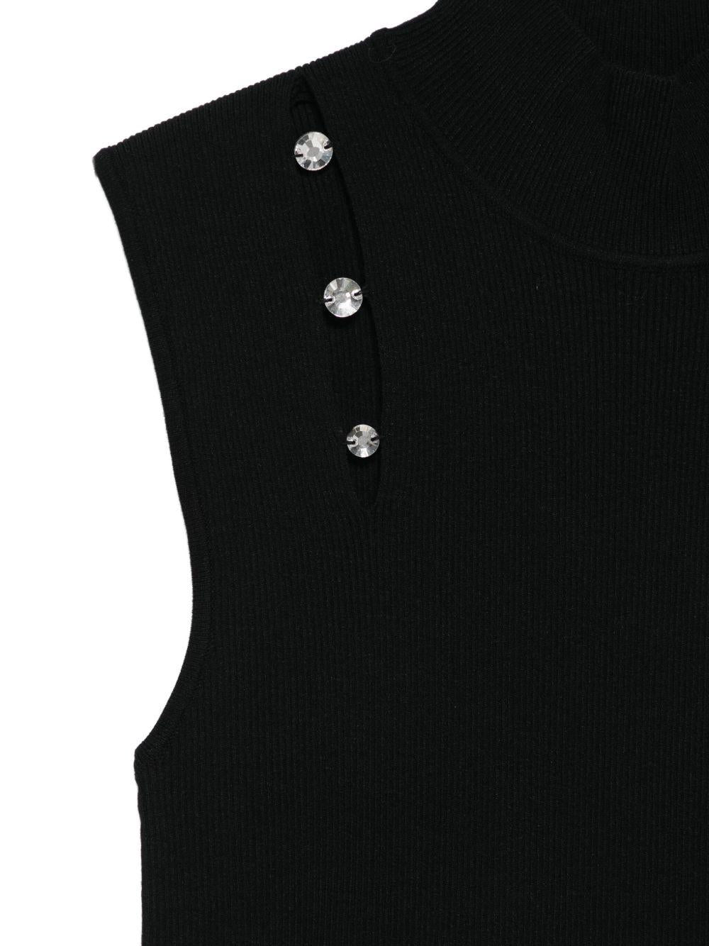 LIUJO Maglia nera a collo alto con cristalli<BR/> 