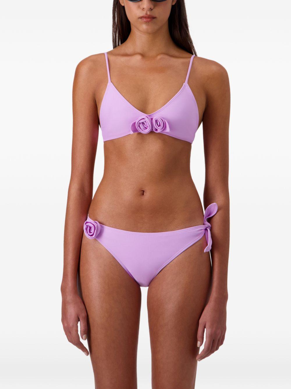 COPERNI Top bikini in tessuto lilla con dettaglio fiore 