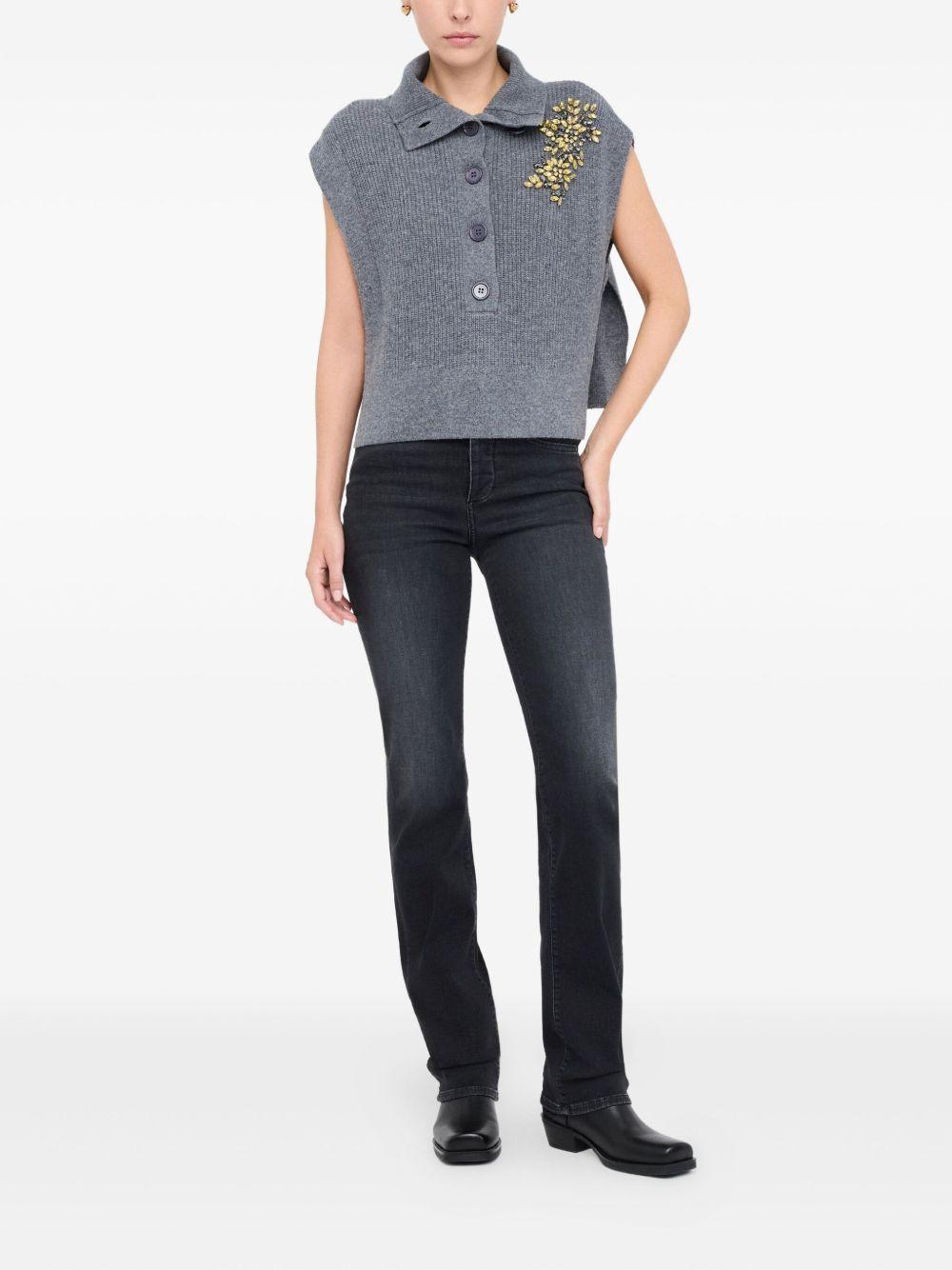 LIUJO Maglia di lana grigia con ricamo 