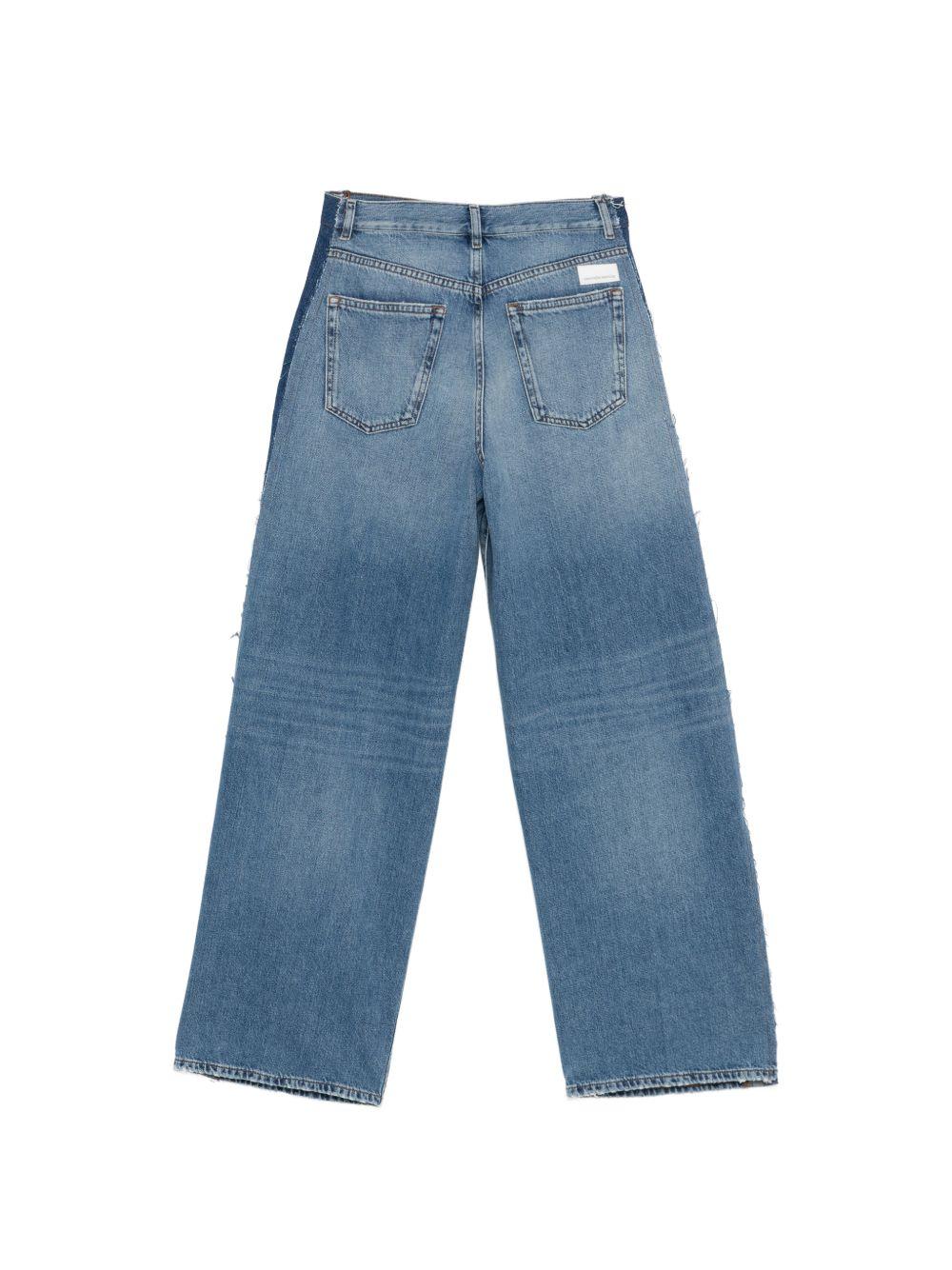 NINE IN THE MORNING Jeans Gea in denim blu patchwork a gamba ampia 