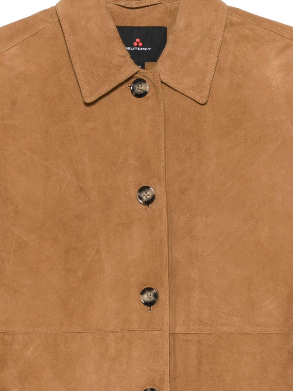 PEUTEREY Giacca Lya in pelle scamosciata color cammello 