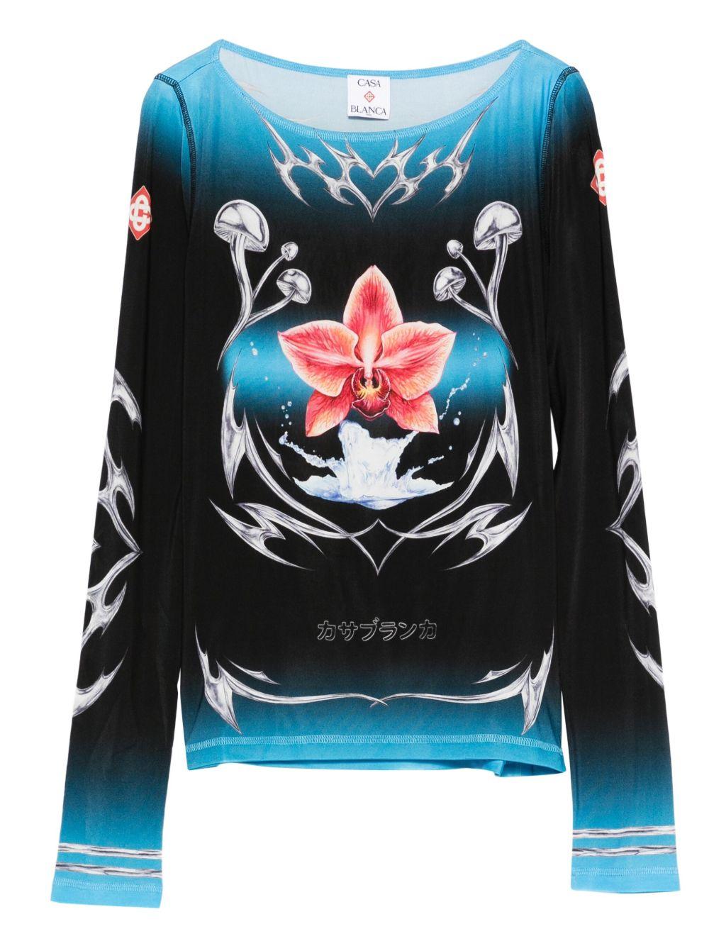 CASABLANCA Maglia girocollo con stampa 