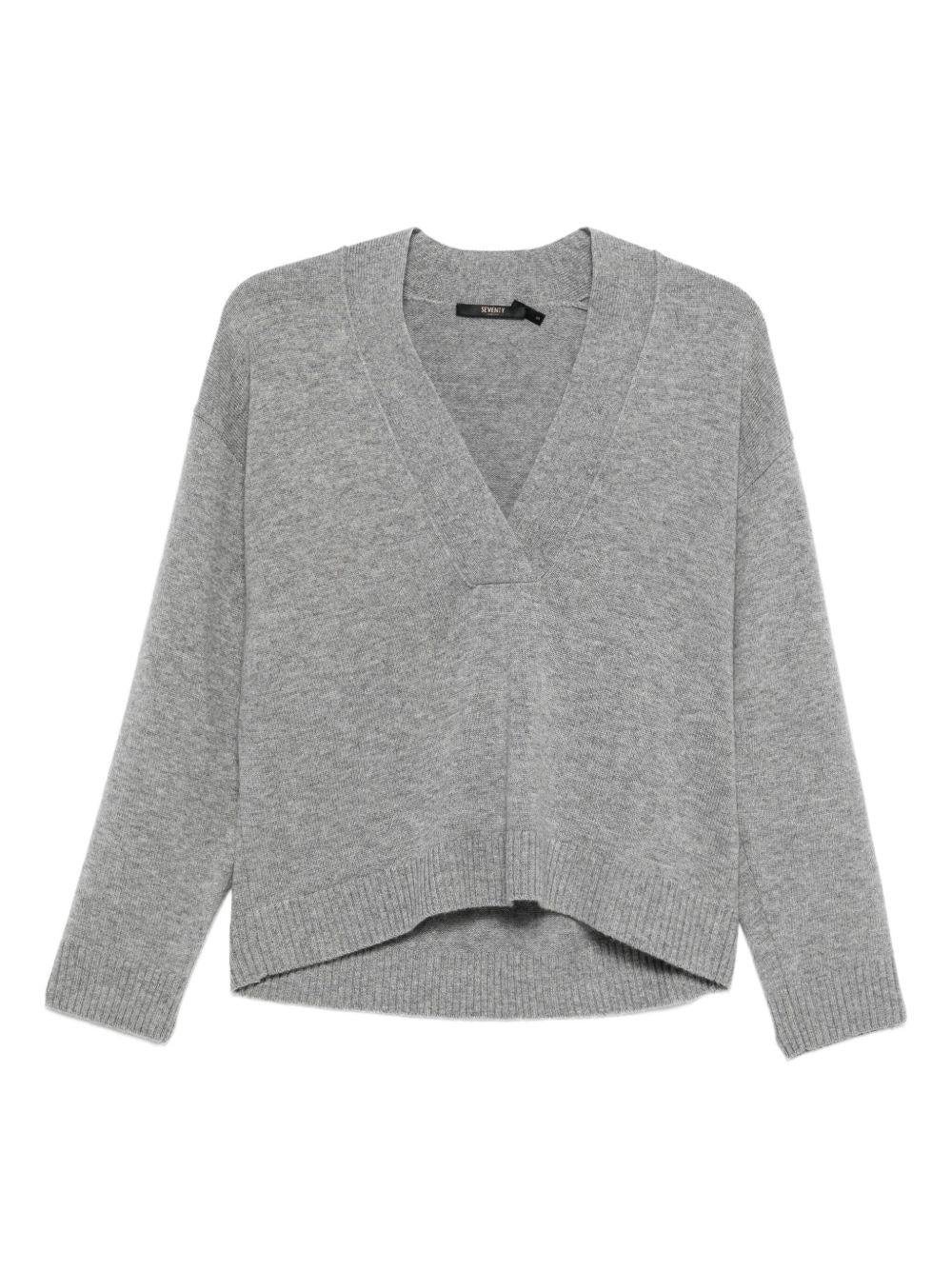 SEVENTY Maglia con scollo a V in cashmere e lana grigio 