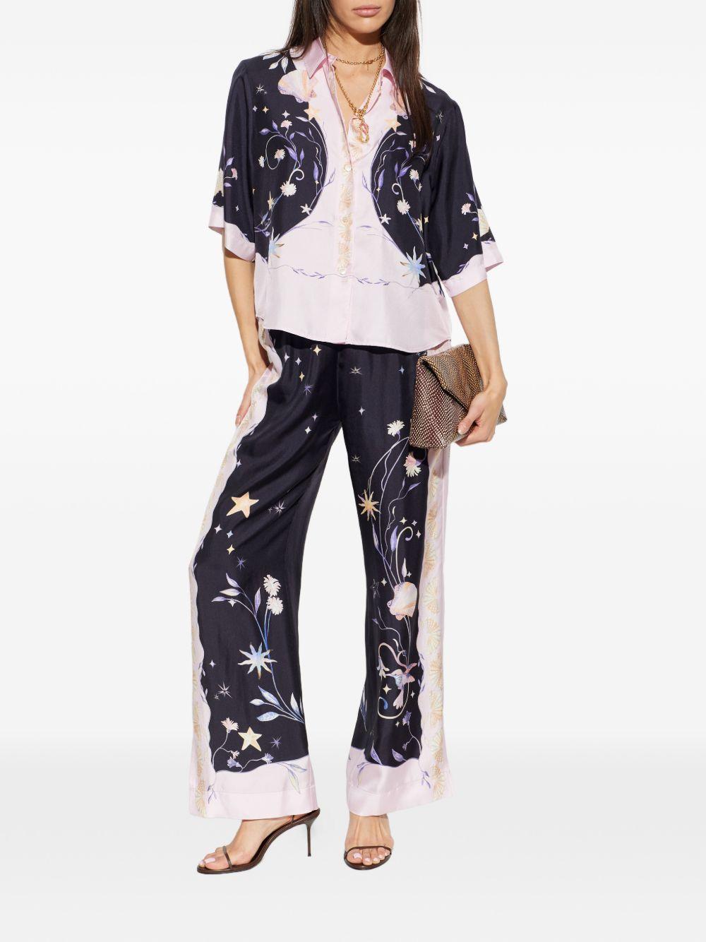 FORTE FORTE Pantaloni My Pants in seta con stampa grafica 