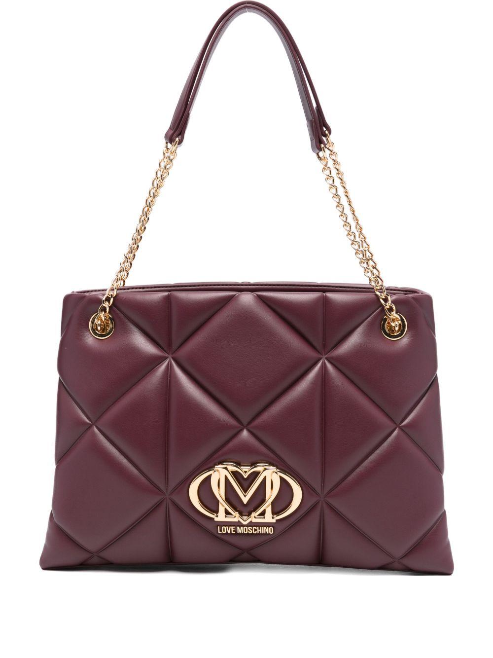 LOVE MOSCHINO Borsa a spalla trapuntata bordeaux 