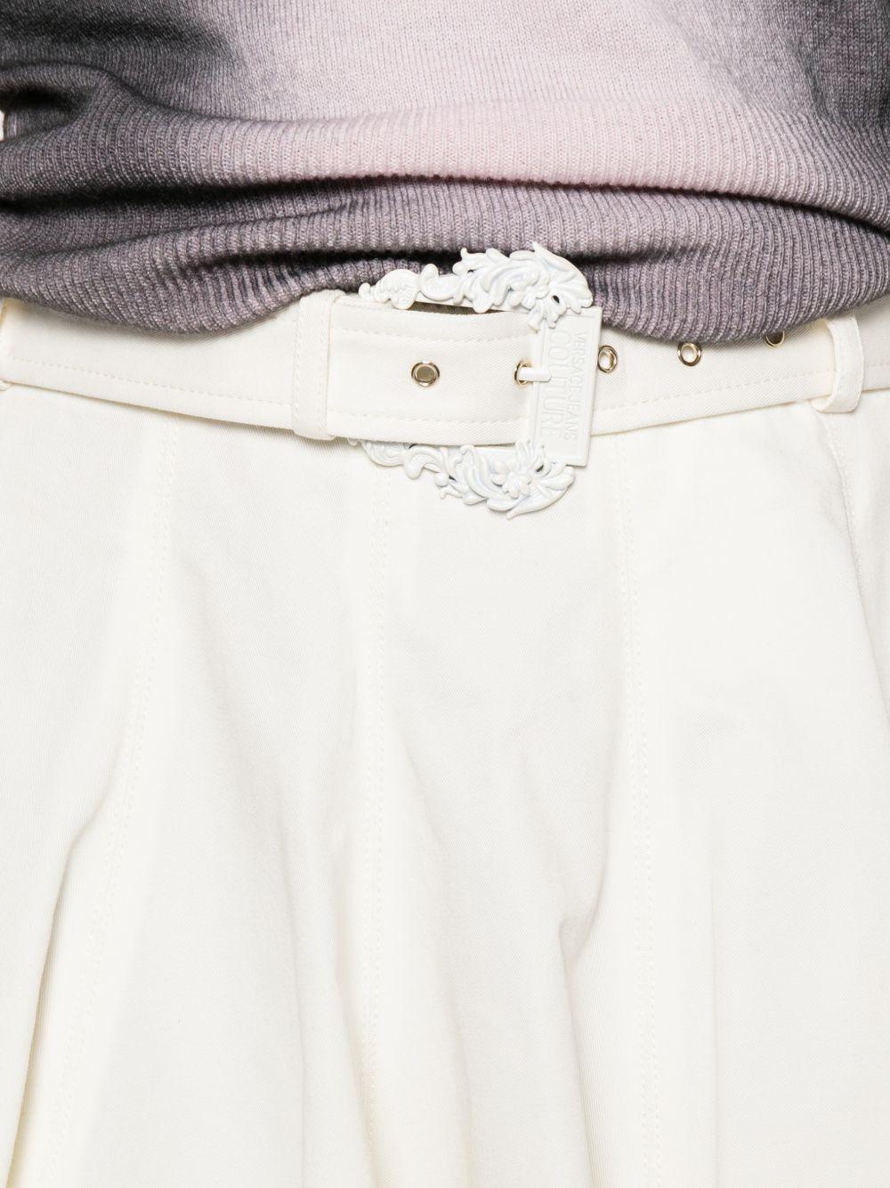 VERSACE JEANS COUTURE Gonna mini in cotone bianco con cintura 