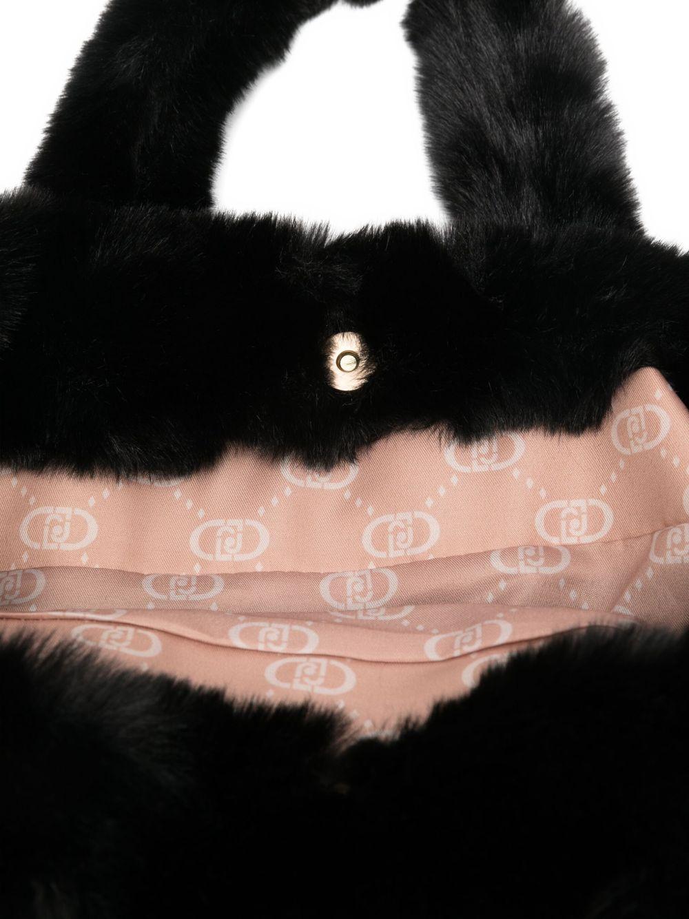 LIUJO Borsa a mano nera in ecopelliccia 