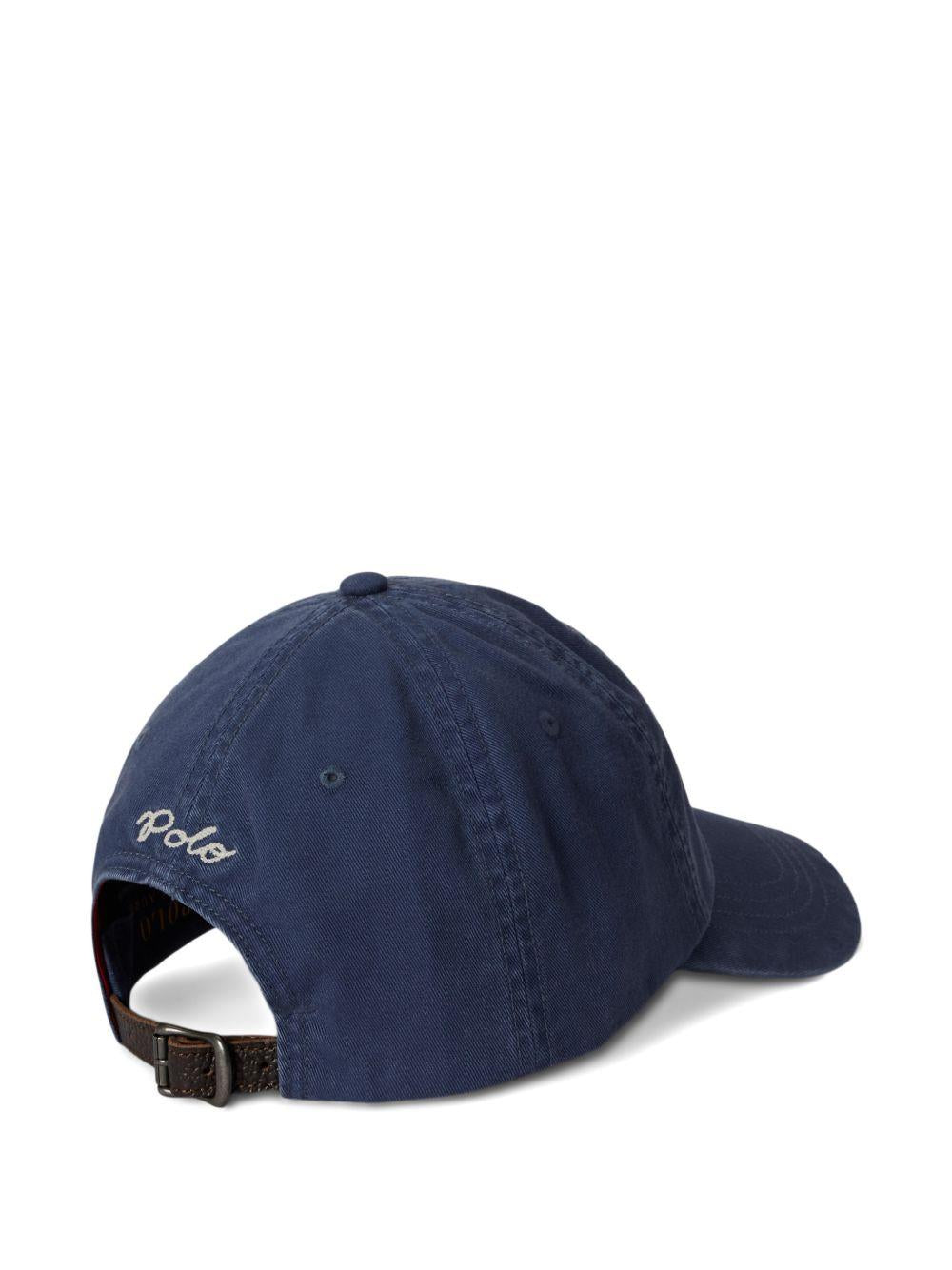 POLO RALPH LAUREN Cappello da baseball in cotone blu con bandiera 