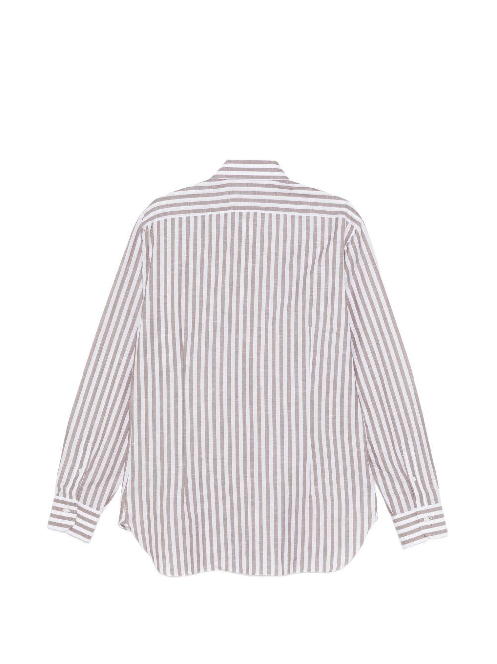 BARBA Camicia di Barba in cotone con stampa a righe verticali 
