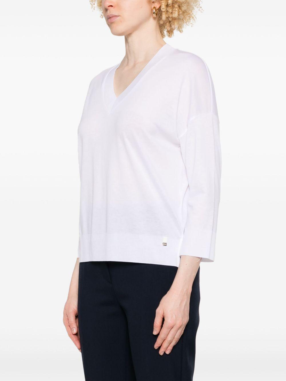 HERNO Maglia con scollo a V bianca 