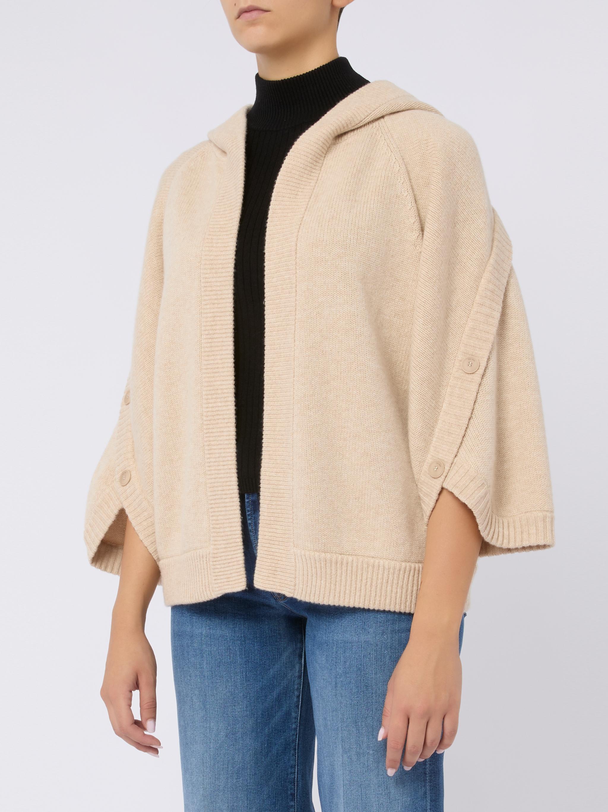 MAX MARA Cardigan 'Vlas'  in filato di lana e cashmere color sabbia 