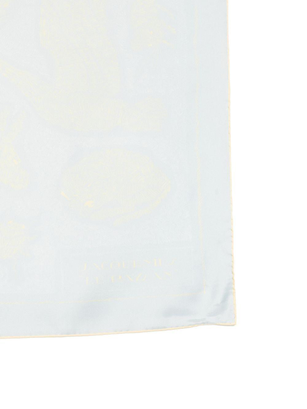 JACQUEMUS Foulard con stampa animalier blu in seta 