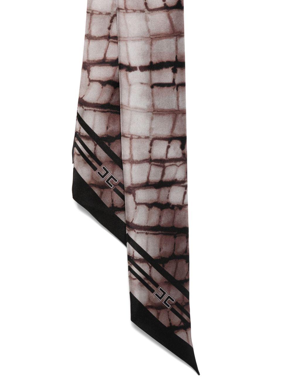 ELISABETTA FRANCHI Foulard con stampa grafica color marrone 